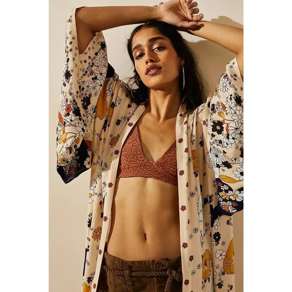 New Free People Hidden Hills Maxi Kimono One Size_2